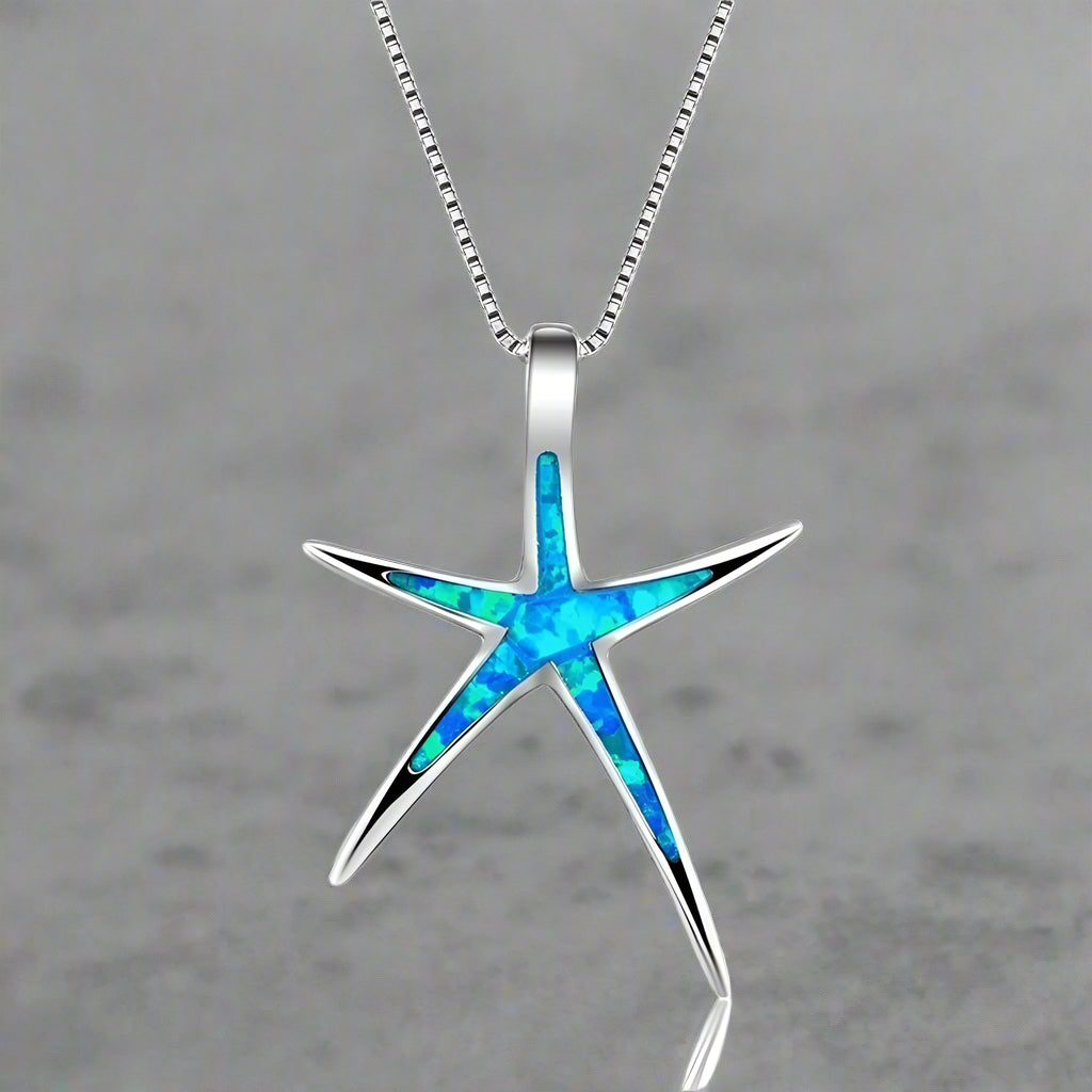 Blue Opal Starfish Necklace
