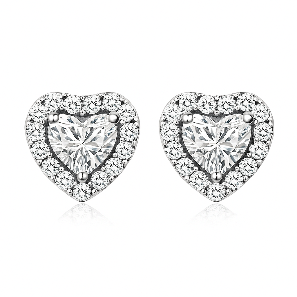 Luna Heart Earrings Silver