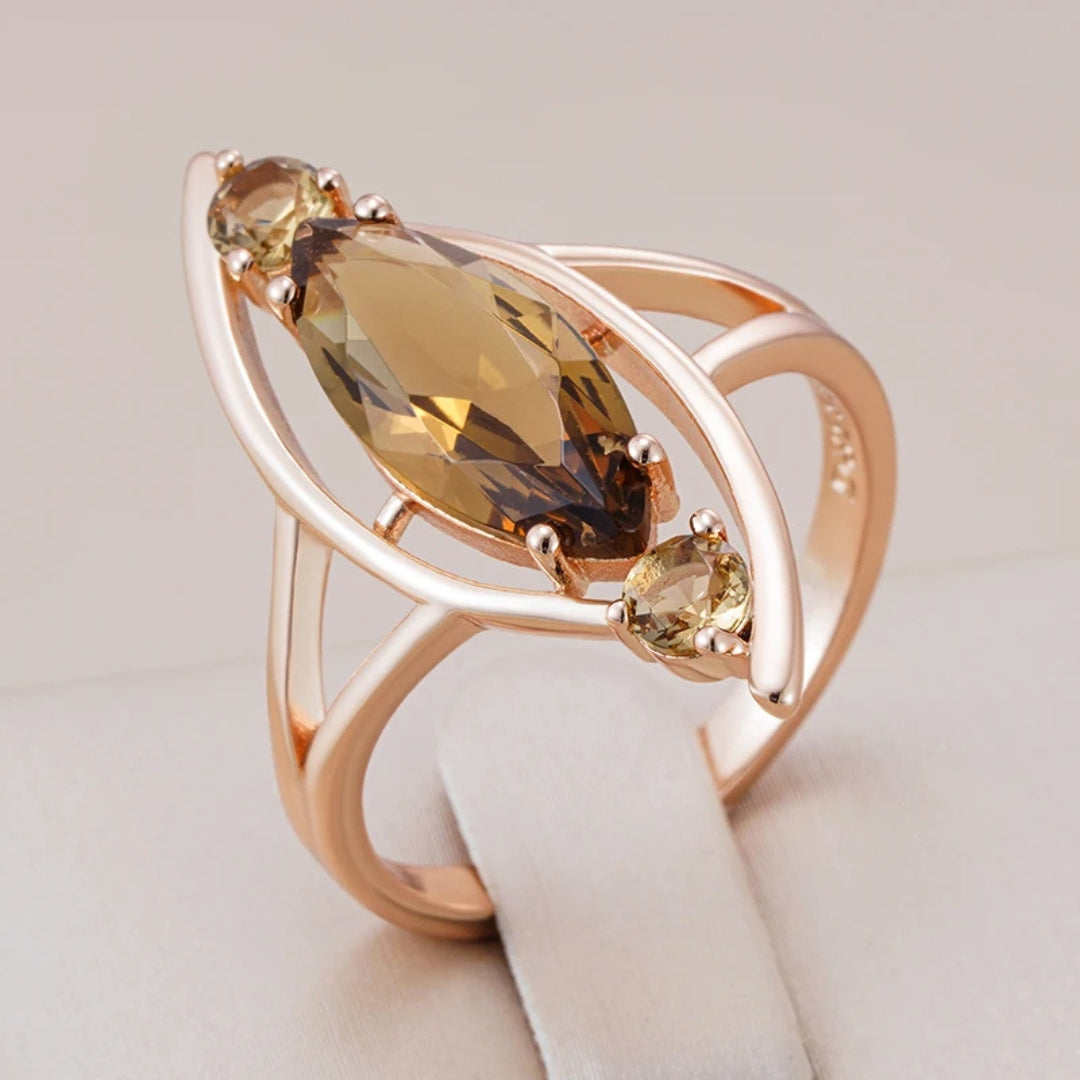 Elegant Orange Oval Glass Ring 0