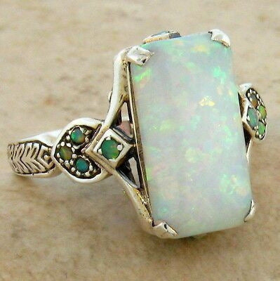 Vintage White Opal Silver Ring