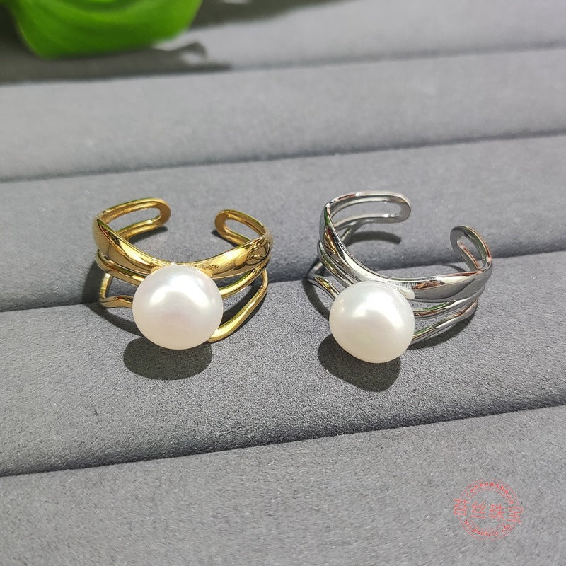 Vintage Pearl Gold Layered Ring