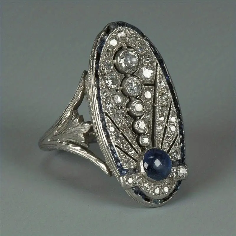 Vintage Silver Oval Bright Ring