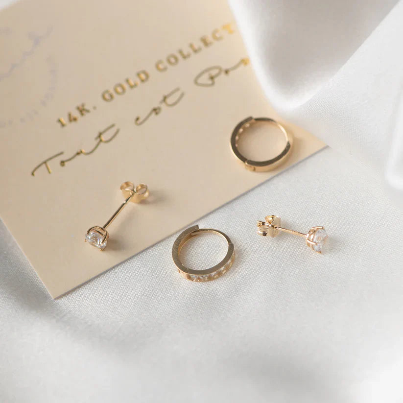 Dara Brillane Stone Earrings Set Gold