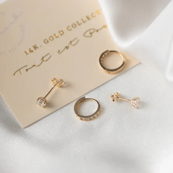 Dara Brillane Stone Earrings Set Gold