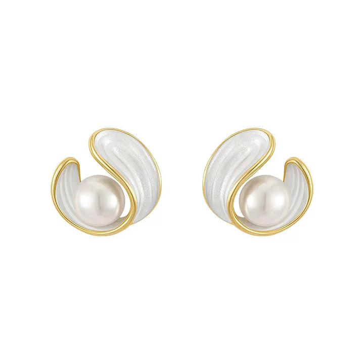 Luxury White Opal Earrings with Pearls in Gold
