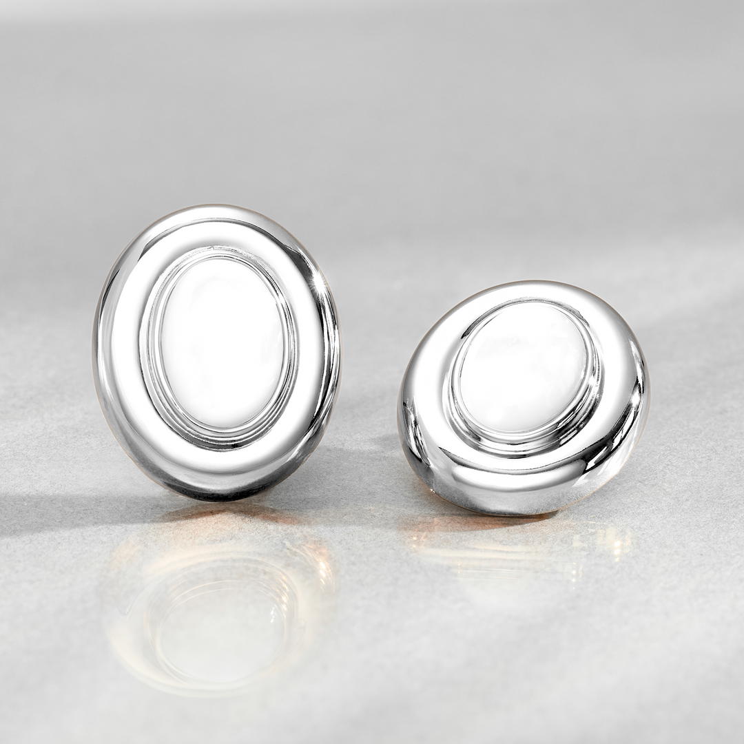 Giselle Pearl Earrings Silver