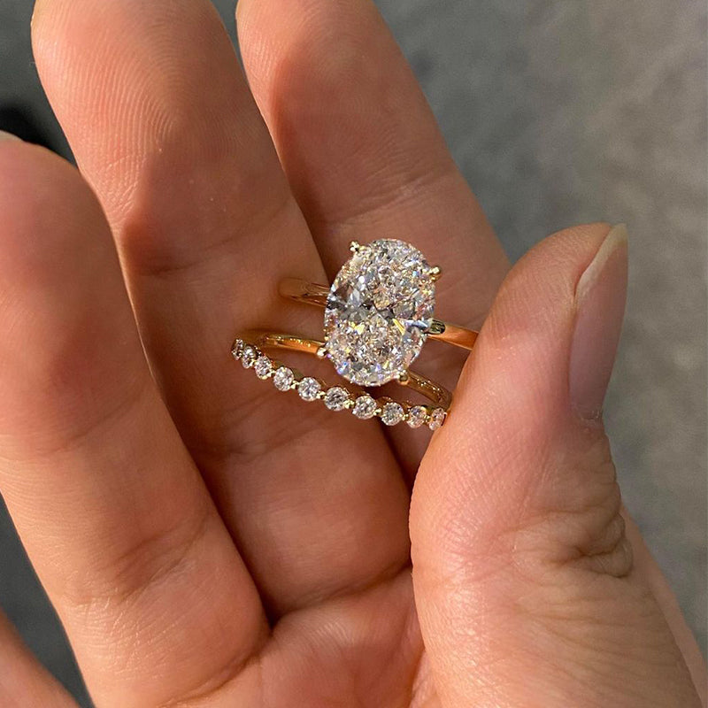 Bridal Cushion 2PC Ring Set Gold