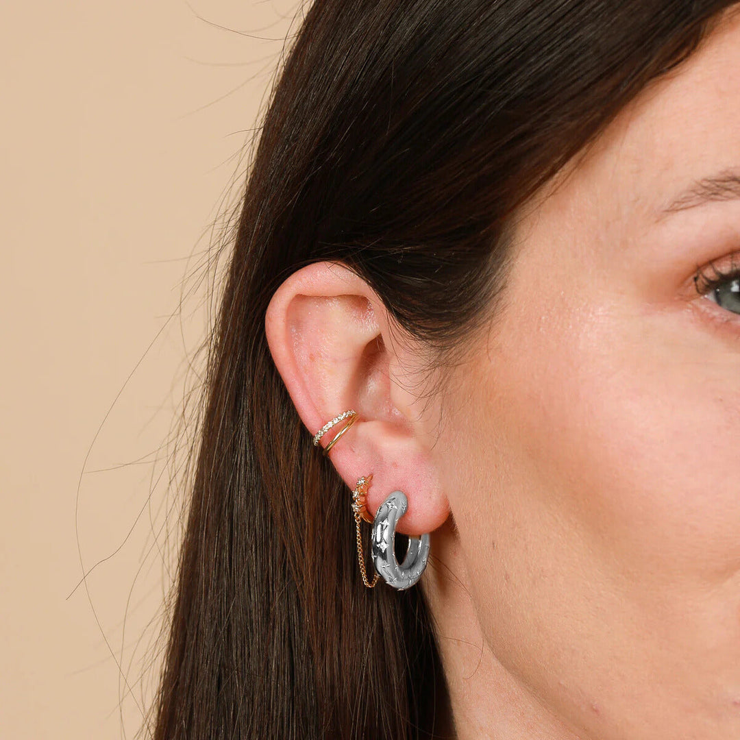 Cosmic Hoop Earrings Silver