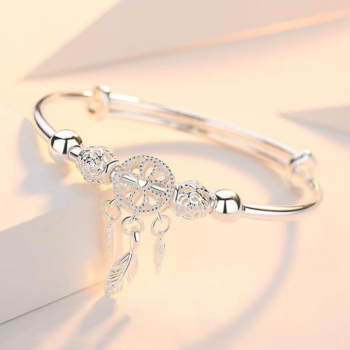 925 Silver Adjustable Dreamcatcher Bracelet - Handcrafted Meaningful Accessory 0