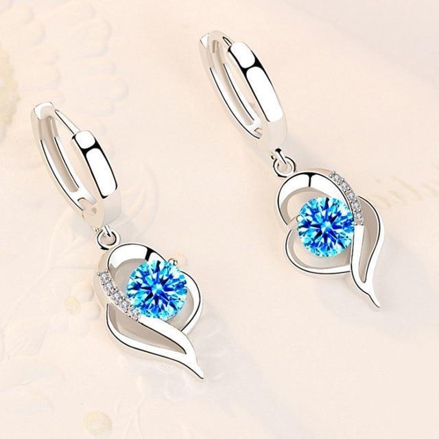 925 Sterling Silver Floral Earrings with Zirconia Inlay 0