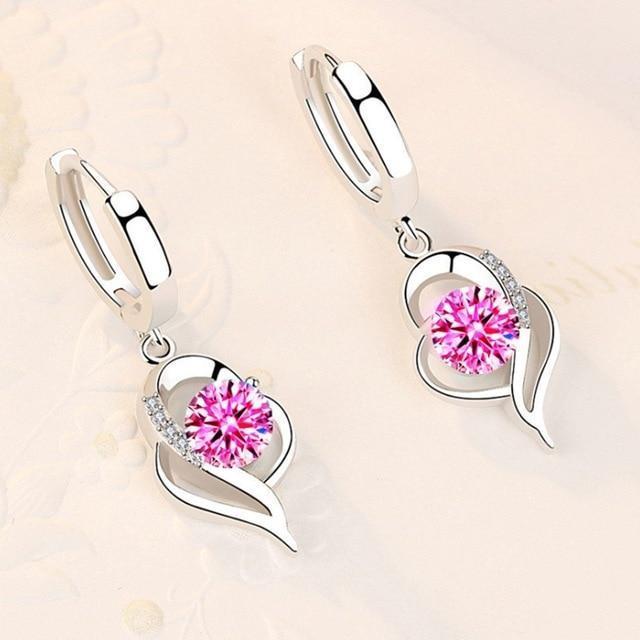925 Sterling Silver Floral Earrings with Zirconia Inlay 1