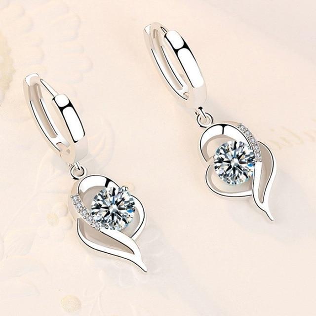 925 Sterling Silver Floral Earrings with Zirconia Inlay 2