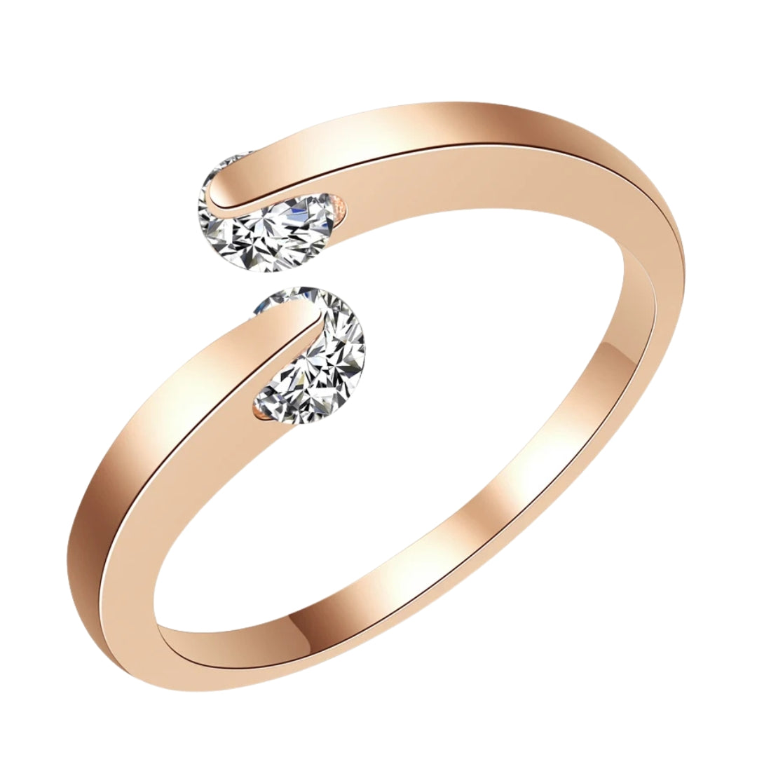 Adjustable Elegant Gold Crystal Ring 0