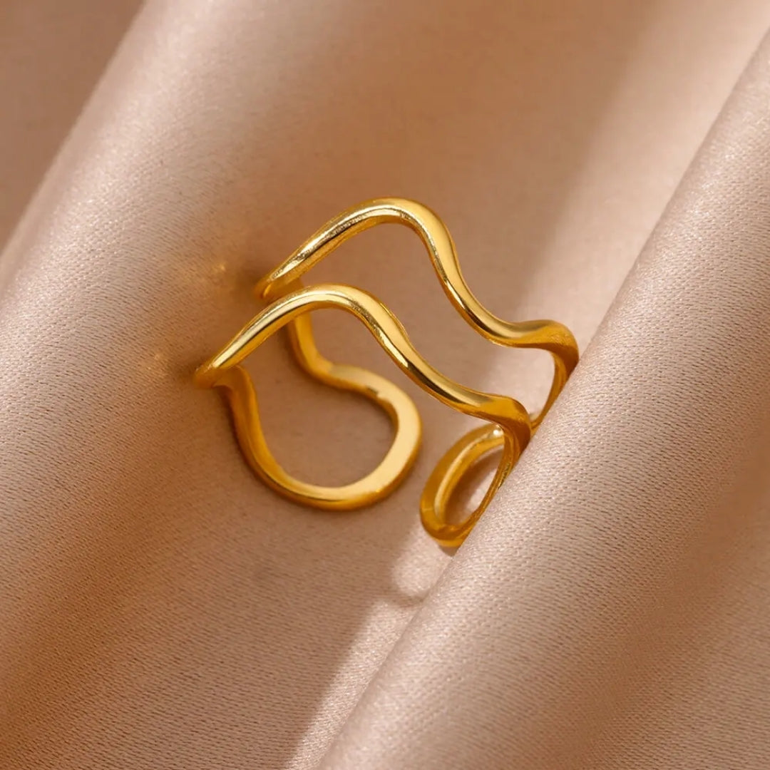 Adjustable Gold Thin Irregular Ring 0