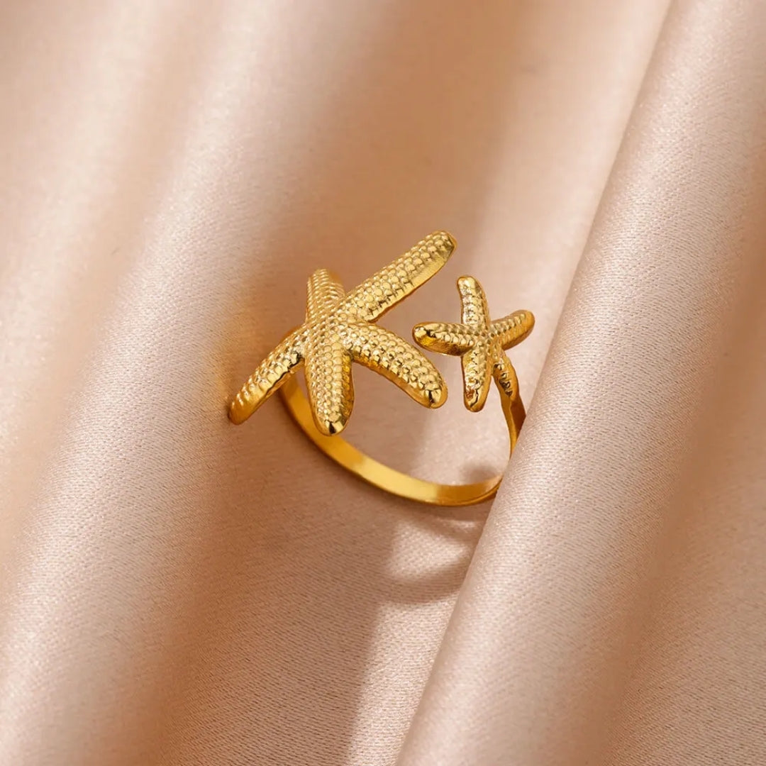 Adjustable Golden Star Ring 0