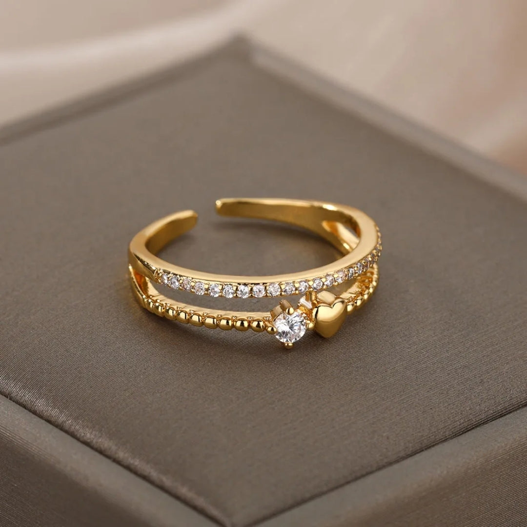 Adjustable Layered Bright Golden Ring 0