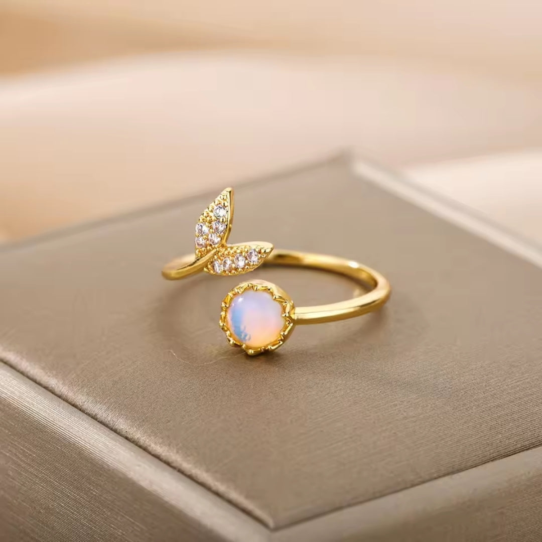 Adjustable Opal Ocean Gold Ring 0