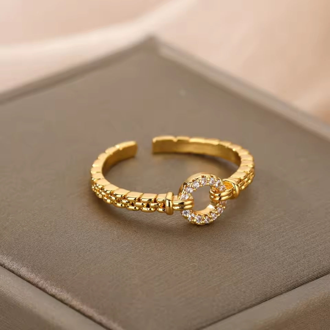 Adjustable Open Circle Gold Ring 0