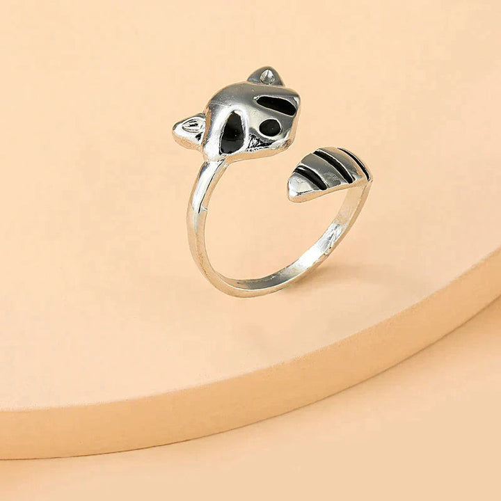 Adjustable Raccoon Ring in 925 Silver - Handmade Unique Design 2