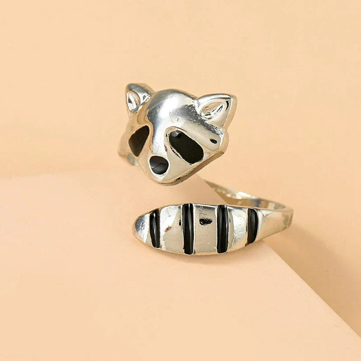 Adjustable Raccoon Ring in 925 Silver - Handmade Unique Design 3