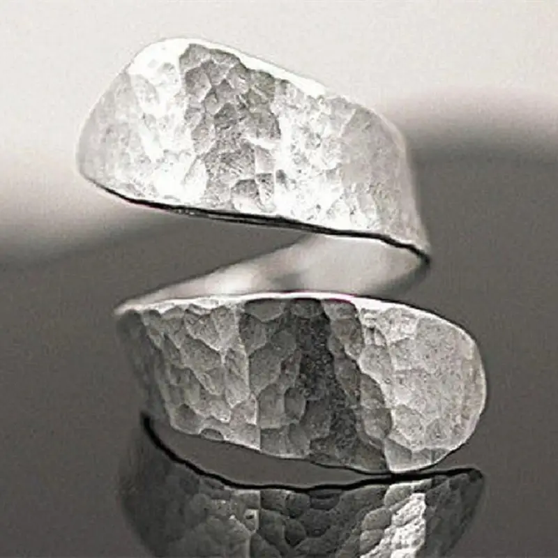 Adjustable Silvered Spiral Ring 0
