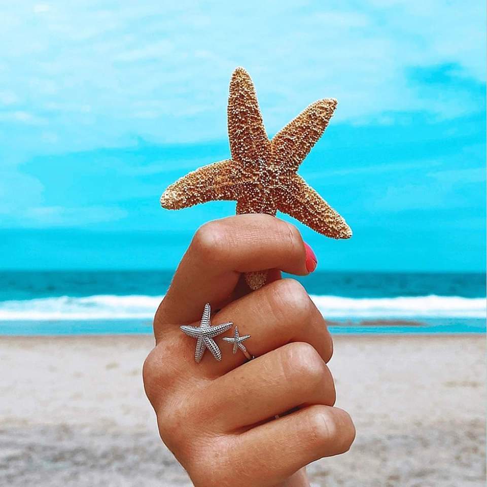 Adjustable Starfish Ring in Silver and Gold 0