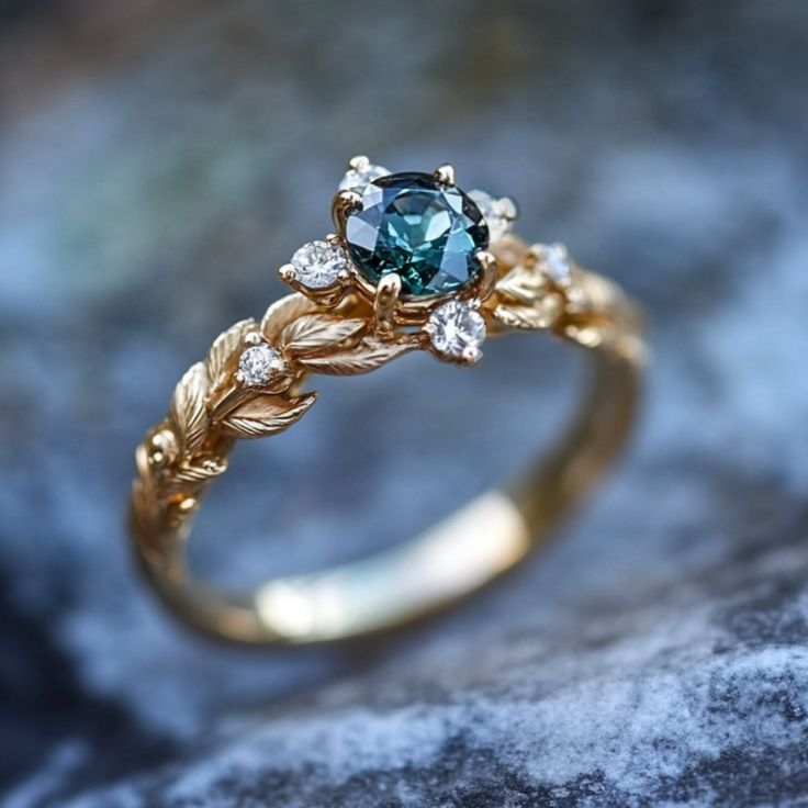 Blue Exotic Stone Gold Ring 0