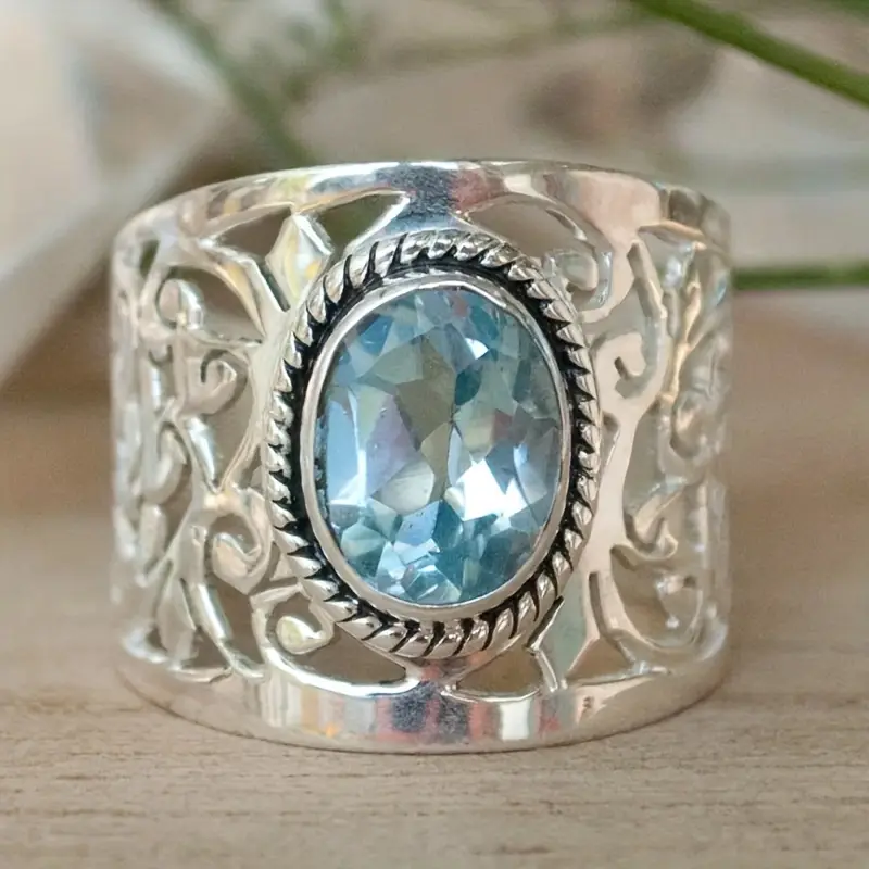 Blue Hollow Silver Ring - A Timeless Symbol of Strength 0