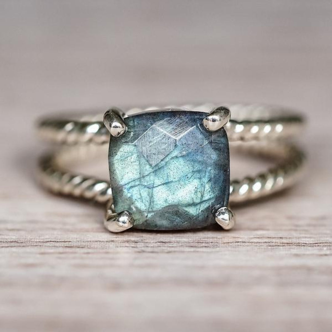 Blue Ocean Silvered Ring - Handcrafted Elegant Jewelry for Timeless Style 0