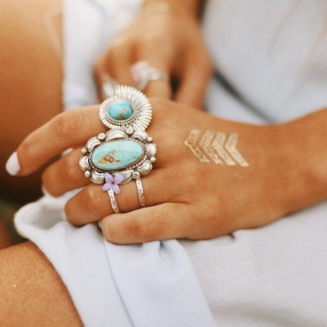 Blue Opal Boho Silvered Ring 0