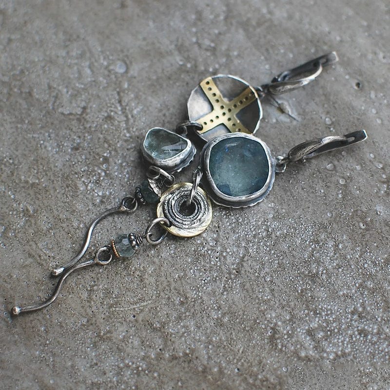 Blue Stone Cross Earrings - Effortless Elegance for Every Occasion 0