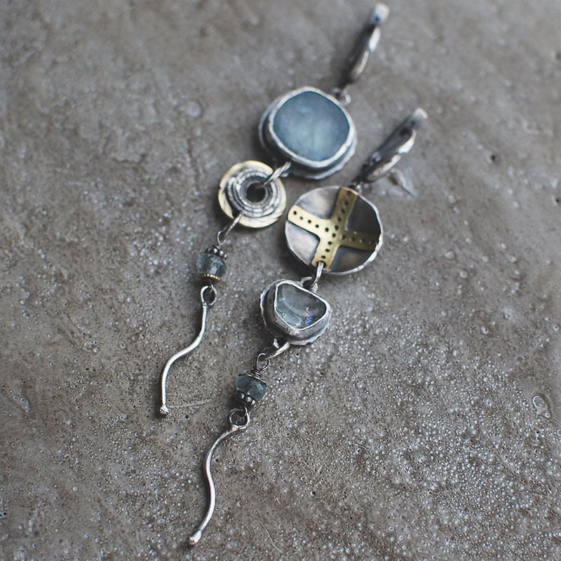Blue Stone Cross Earrings - Effortless Elegance for Every Occasion 1