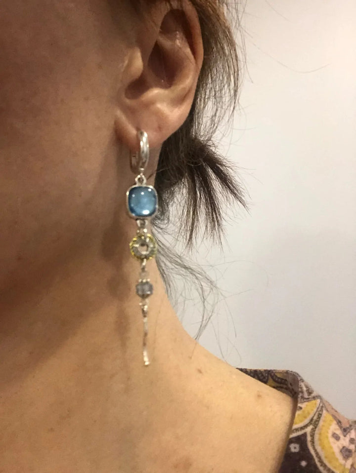Blue Stone Cross Earrings - Effortless Elegance for Every Occasion 3