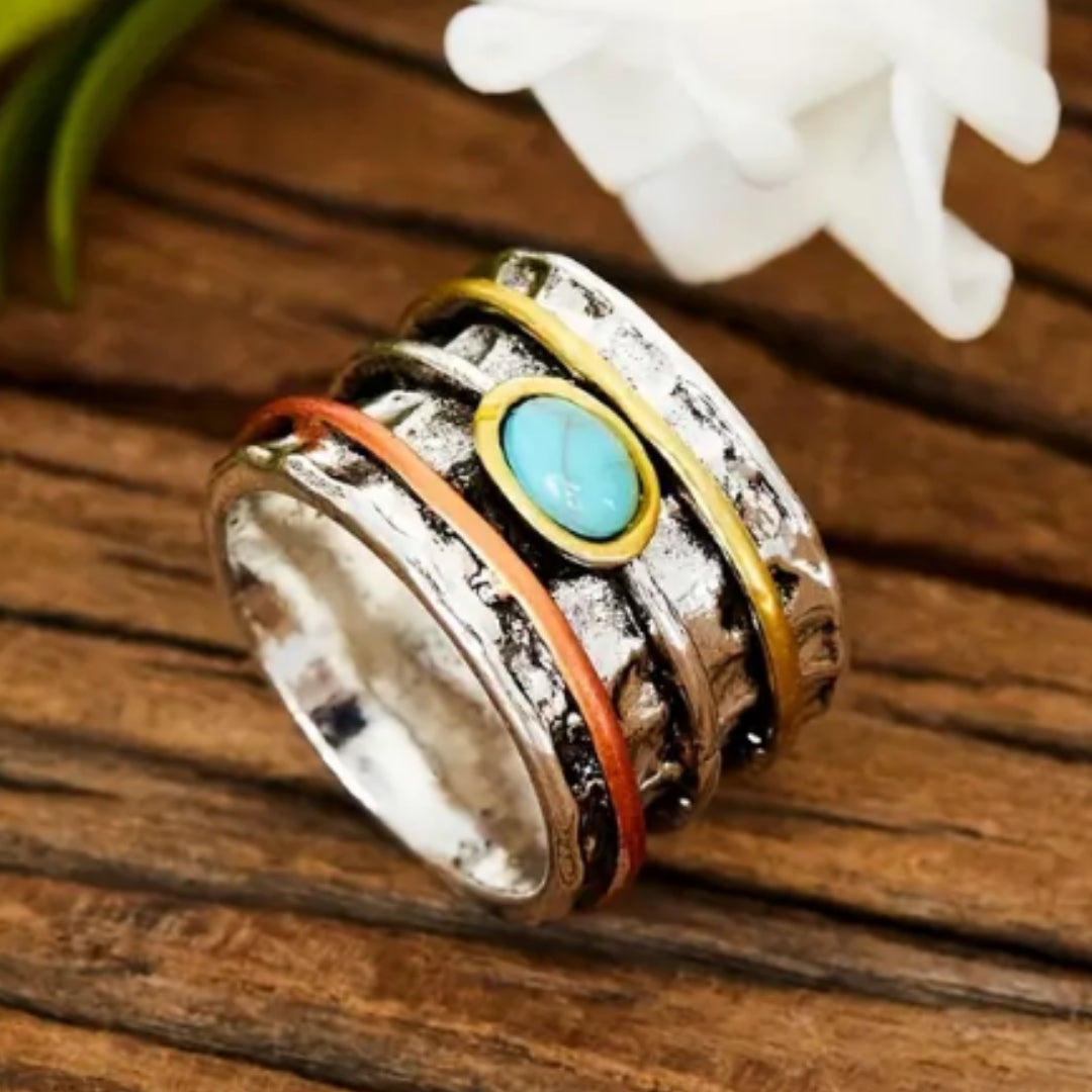 Blue Stone Silvered Ring - Timeless Elegance for Every Occasion 0
