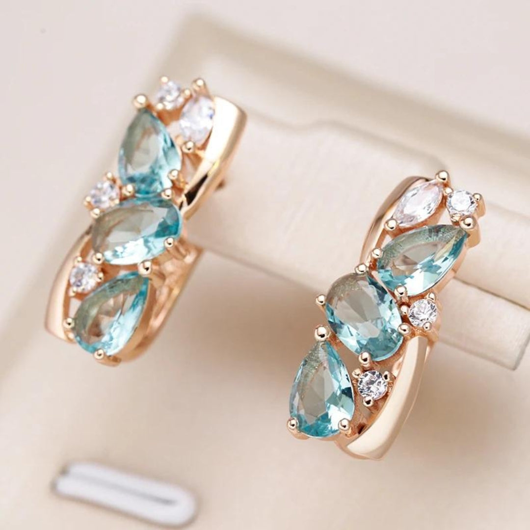 Blue Zirconia Gold Earrings for Everyday Elegance 0