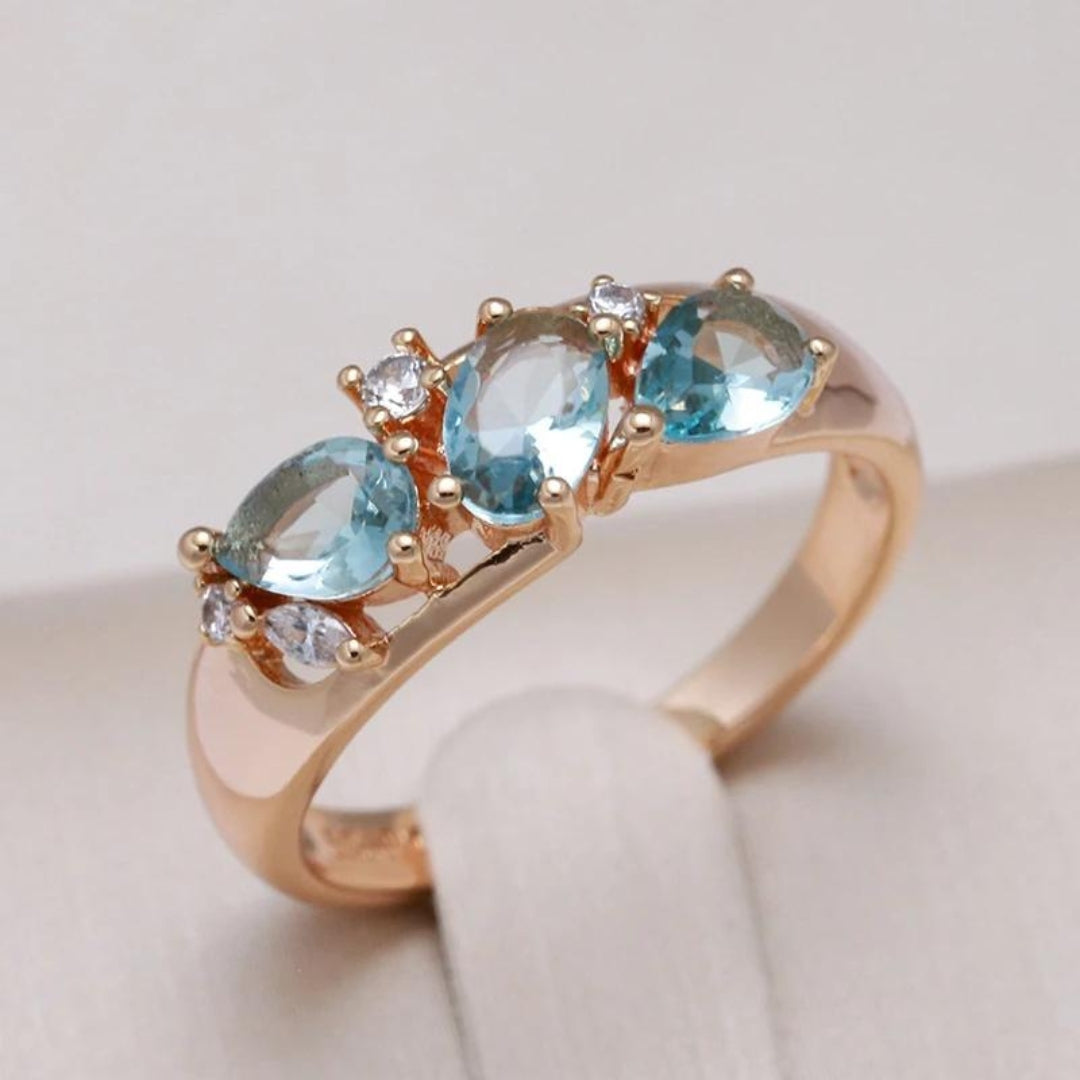 Blue Zirconia Gold Ring - Timeless Elegance 0