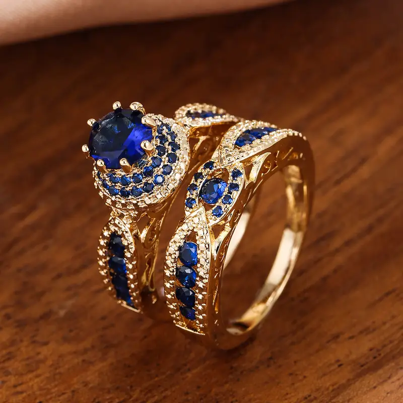 Blue Zirconia Ring Set - Timeless Elegance for Every Occasion 0
