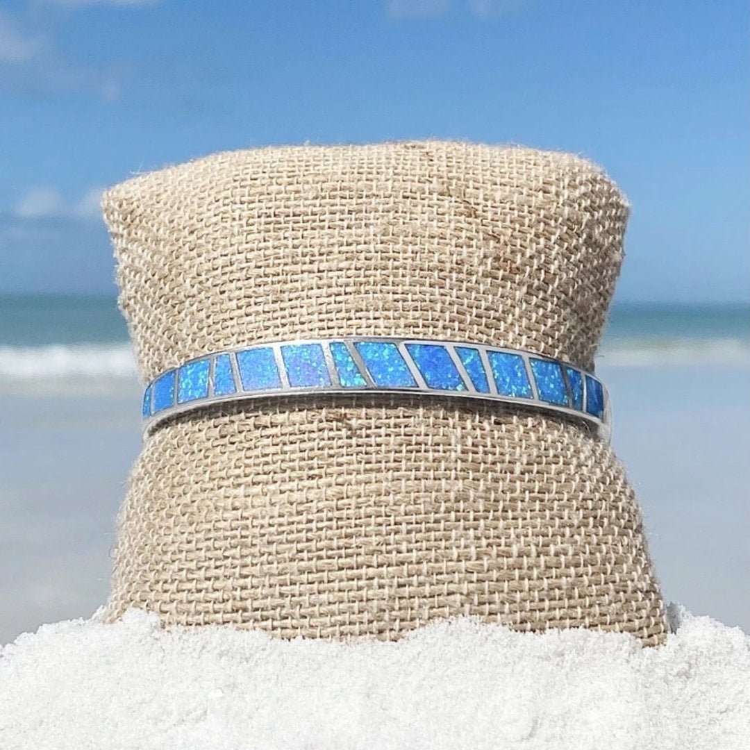 Blue and Silver Opal Bracelet - Handcrafted Elegant Design for Everyday Wear 3