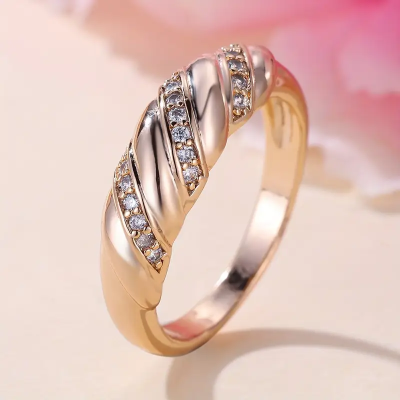 Braided Rose Zirconia Ring - Timeless Elegance 0