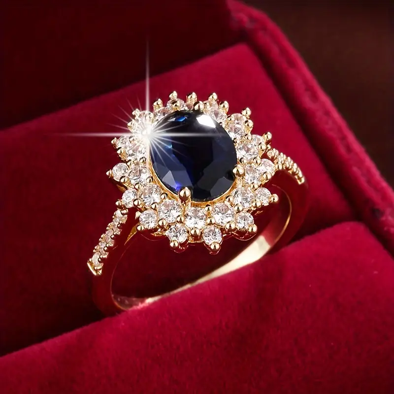 Bright Blue Dark Zirconia Ring - Timeless Elegance, Handcrafted, Unique Design, Various Sizes Available 0