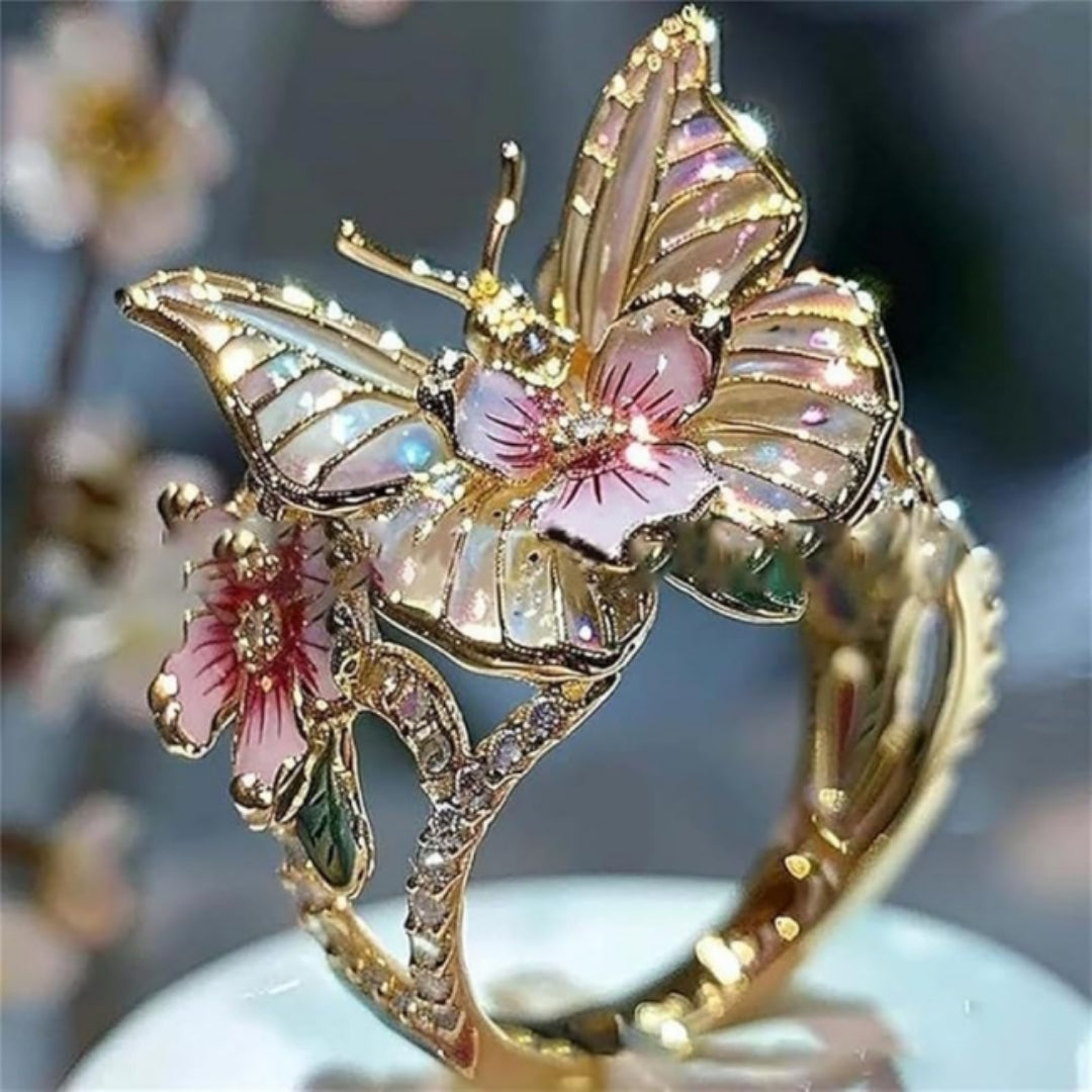 Bright Butterfly Gold Ring 0