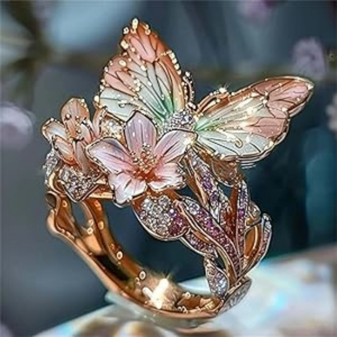 Bright Butterfly Rose Ring - A Timeless Symbol of Strength 0