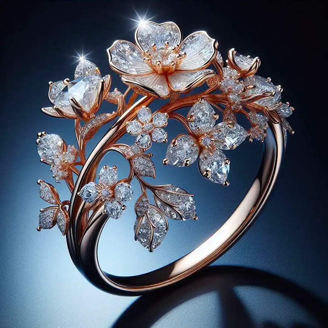 Bright Crystal Blossom Ring 0