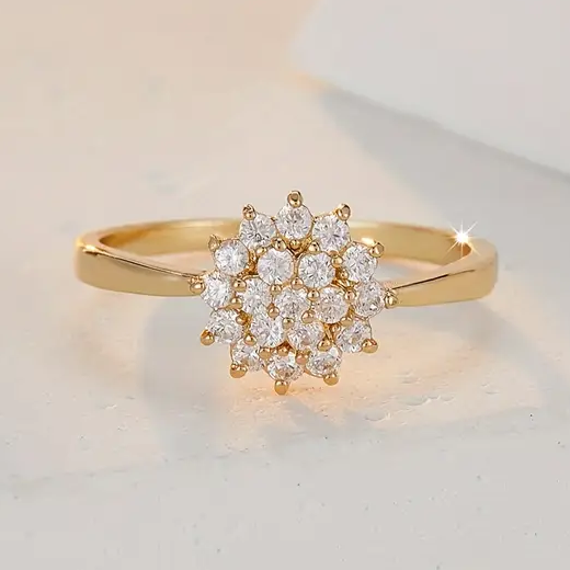 Bright Flower Crystal Ring 0