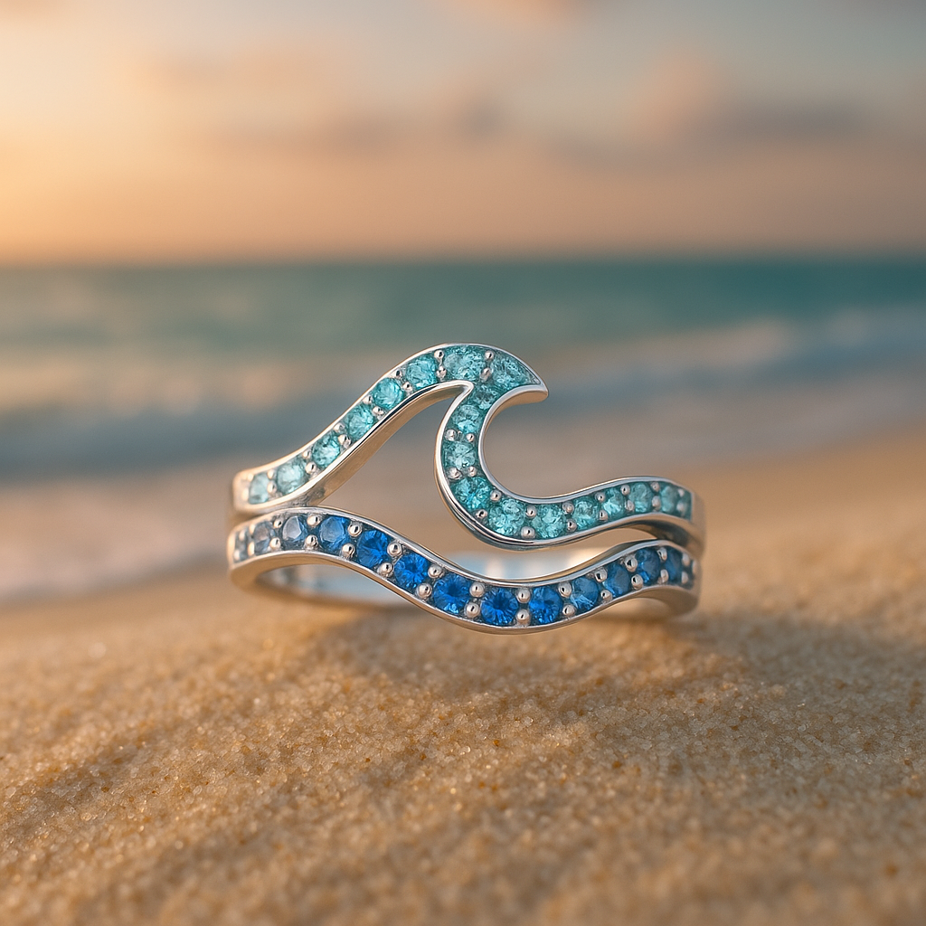 Bright Opal Wave Ring - Elegant Symbol of Strength, Handmade Jewelry for Everyday Wear 0