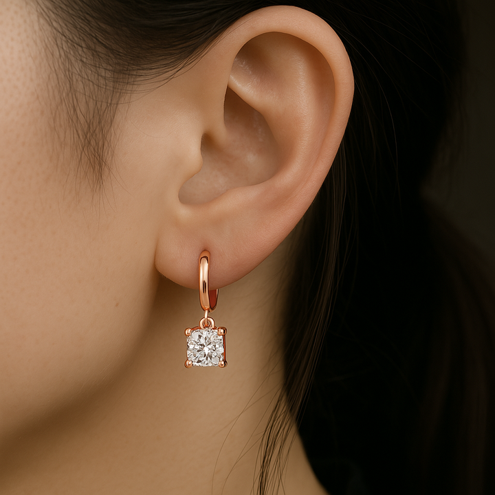 Aurora Square Drop Earrings Rose gold