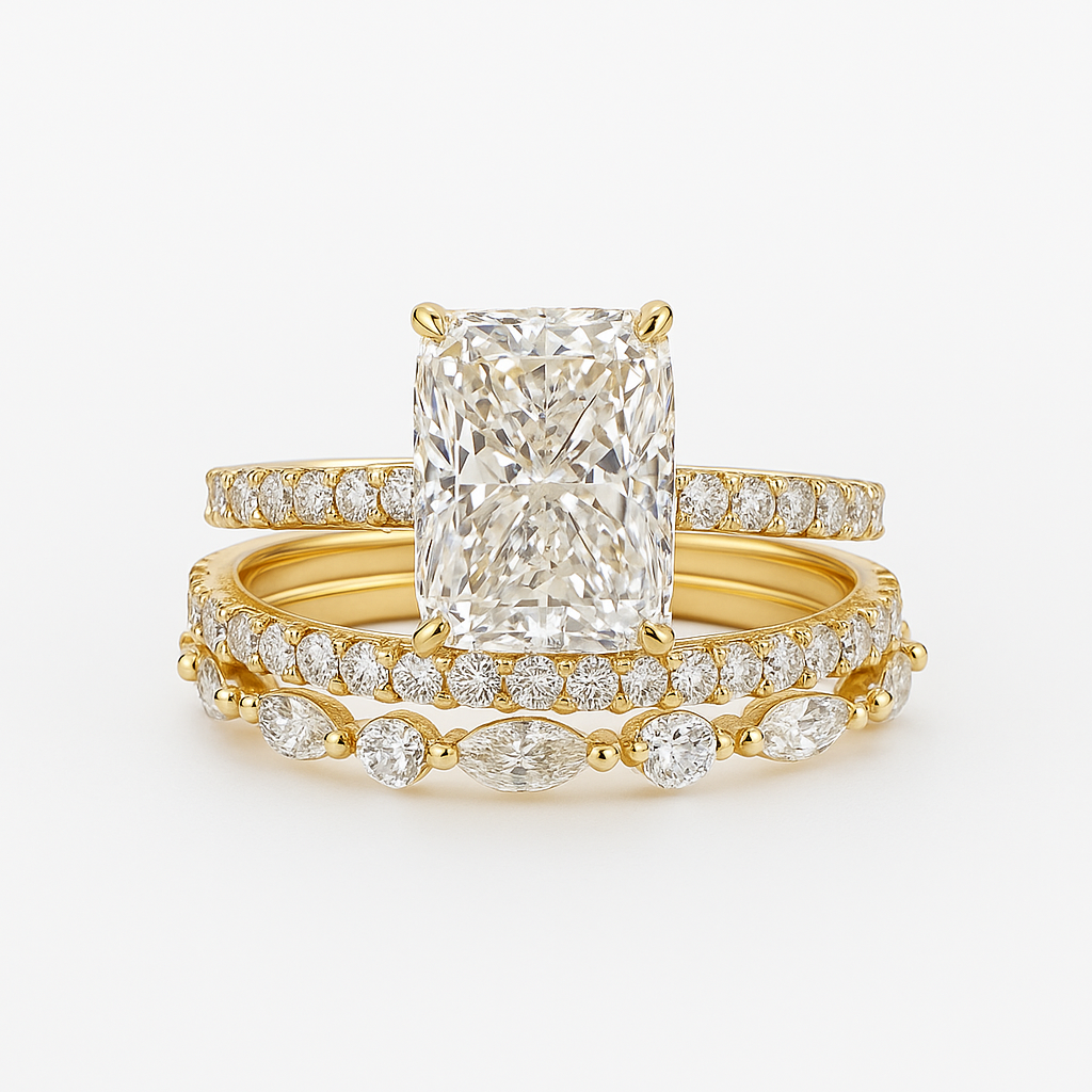Jaily 3PC Wedding Ring Set Silver