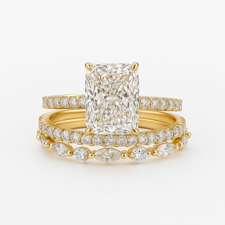 Jaily 3PC Wedding Ring Set Silver