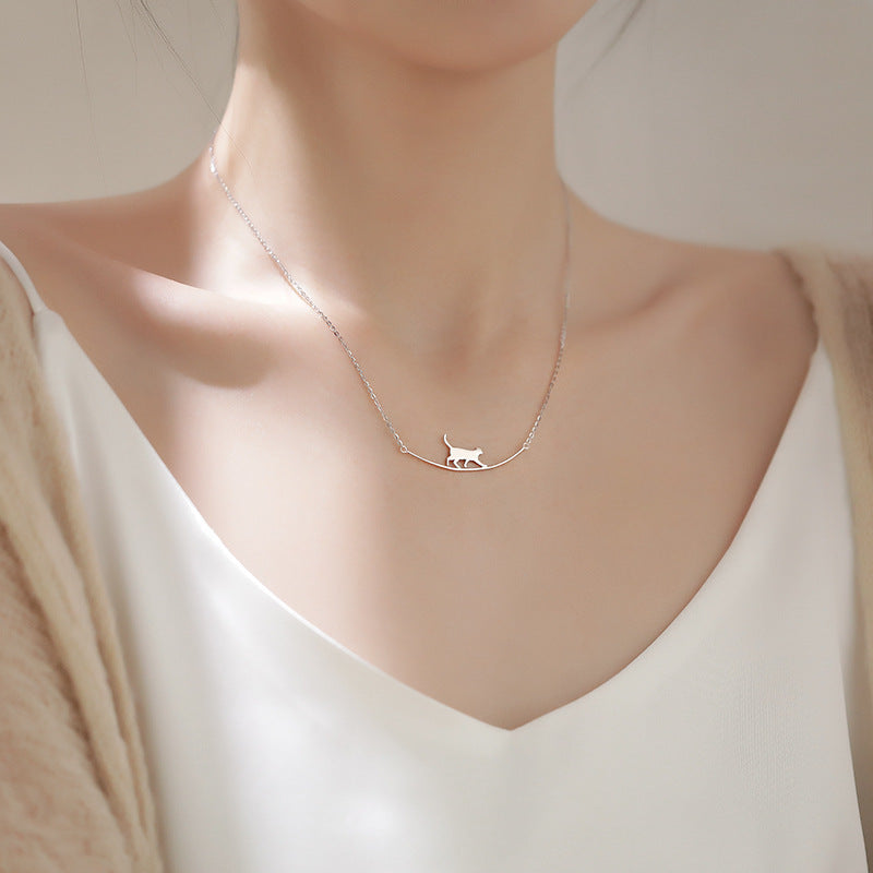 Climbing Cat Silver Necklace - A Symbol of Connection 0