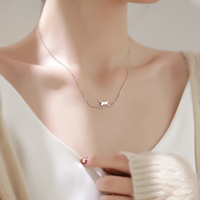 Climbing Cat Silver Necklace - A Symbol of Connection 1